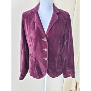 J Crew Jacket Womens Medium Purple Velvet Festive Romantic Sophisticated Blazer
